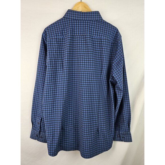 MOVE Performance Apparel Men's Shirt Size XXL Blue Plaid Long Sleeve Button Down - Picture 9 of 10